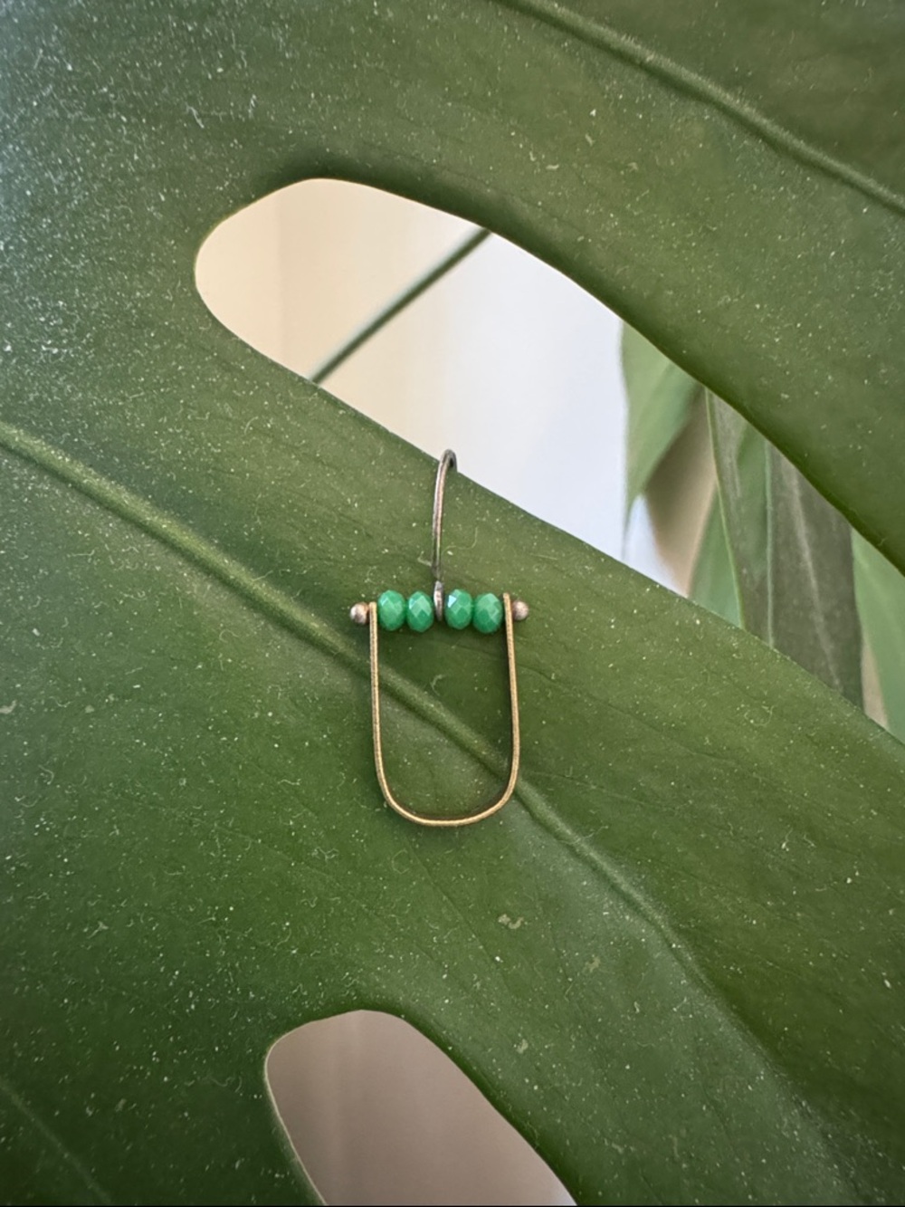 Handmade Green Bead Arch Drop Earring - Women Jewelry